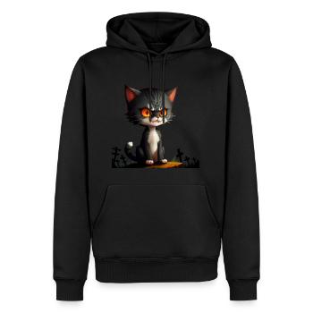 Halloween Cat- Evil Cat Cartoon - Men’s Premium Organic Hoodie - black - Front - Nico (187cm)