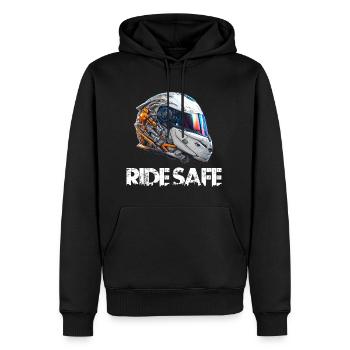 Motorradhelm sicher fahren - Männer Premium Bio Hoodie - Schwarz - Vorne - Nico (187cm)
