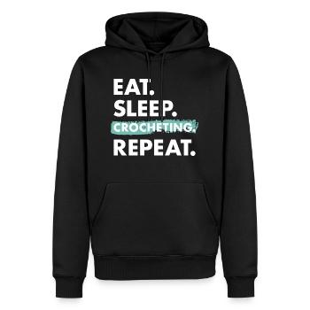 Crocheteur Eat Sleep Crochet - Sweat à capuche Premium bio Homme - noir - Devant - Nico (187cm)