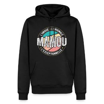 Cadeau Mamou Femme Grand mère original mamie - Sweat à capuche Premium bio Homme - noir - Devant - Nico (187cm)