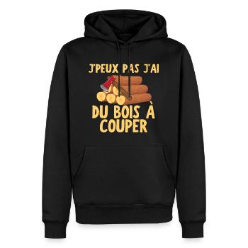 J peux pas j ai du bois à couper - Sweat à capuche Premium bio Homme - noir - Devant - Nico (187cm)