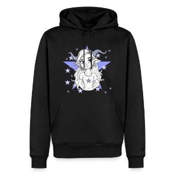 Signe du zodiaque Bélier Femme Fille - Sweat à capuche Premium bio Homme - noir - Devant - Nico (187cm)