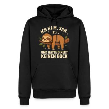 Faultier Geschenk Sloth Büro Arbeitskollege - Männer Premium Bio Hoodie - Schwarz - Vorne - Nico (187cm)