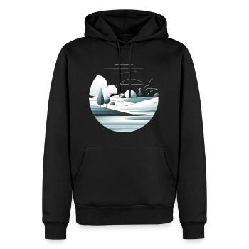 Minimalistische Landschaft - Männer Premium Bio Hoodie - Schwarz - Vorne - Nico (187cm)