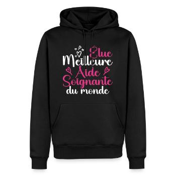 Élue Meilleure Aide Soignante Du Monde - Sweat à capuche Premium bio Homme - noir - Devant - Nico (187cm)