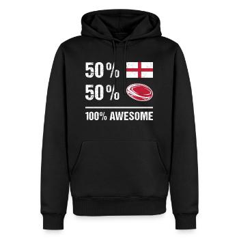 50% Angleterre 50% Rugby 100% Génial Angleterre Rugby - Sweat à capuche Premium bio Homme - noir - Devant - Nico (187cm)