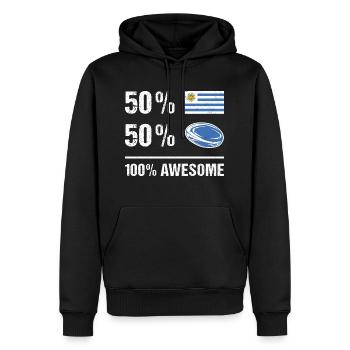 50% Uruguay 50% Rugby 100% Awesome Uruguay Rugby - Männer Premium Bio Hoodie - Schwarz - Vorne - Nico (187cm)