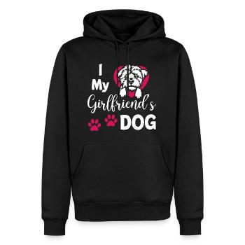 J’aime le chien de mes copines - Sweat à capuche Premium bio Homme - noir - Devant - Nico (187cm)
