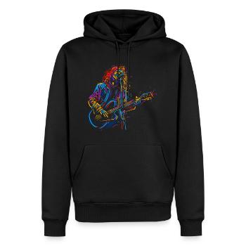 Instrument de musique Hommes jouant de la guitare Graphique - Sweat à capuche Premium bio Homme - noir - Devant - Nico (187cm)