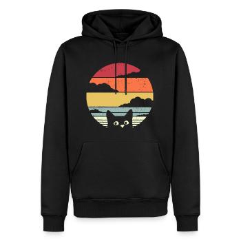 Graphique drôle de chat - Sweat à capuche Premium bio Homme - noir - Devant - Nico (187cm)