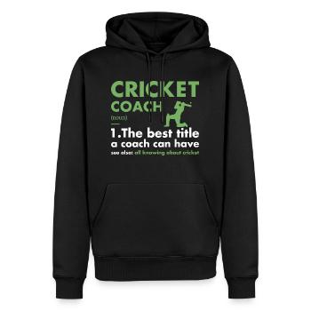 Définition de l’entraîneur sportif Cricket - Sweat à capuche Premium bio Homme - noir - Devant - Nico (187cm)