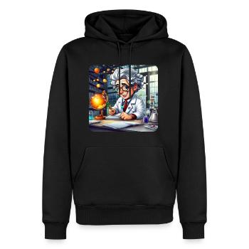 Niedlicher Professor mit weißen Haaren und Brille - Männer Premium Bio Hoodie - Schwarz - Vorne - Nico (187cm)