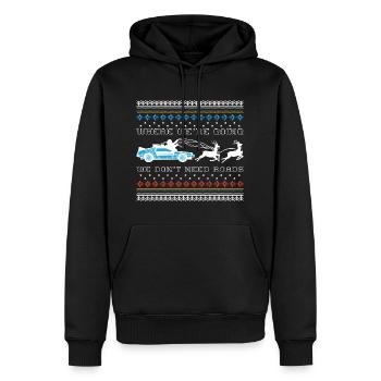 Back To The Future No Roads Ugly Christmas Design - Men’s Premium Organic Hoodie - black - Front - Nico (187cm)