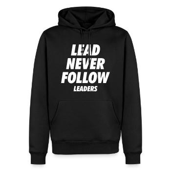 Lead Never Follow Leaders - Men’s Premium Organic Hoodie - black - Front - Nico (187cm)
