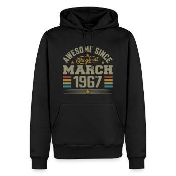 Mars 1967 Anniversaire Idée Cadeau Vintage 1967 - Sweat à capuche Premium bio Homme - noir - Devant - Nico (187cm)