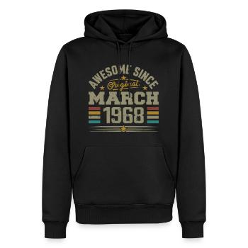 Geschenkidee zum Geburtstag März 1968, Jahrgang 1968 - Männer Premium Bio Hoodie - Schwarz - Vorne - Nico (187cm)