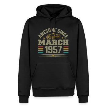 März 1957 Geburtstag Jahrgang 1957 Geschenkidee - Männer Premium Bio Hoodie - Schwarz - Vorne - Nico (187cm)