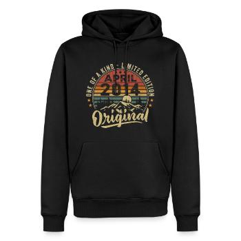 Avril 2014 Cadeau D'anniversaire Vintage 2014 - Sweat à capuche Premium bio Homme - noir - Devant - Nico (187cm)