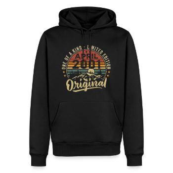 Avril 2001 Cadeau D'anniversaire Vintage 2001 - Sweat à capuche Premium bio Homme - noir - Devant - Nico (187cm)