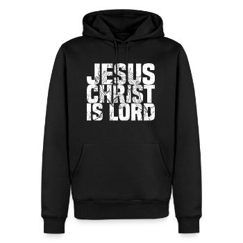 Jésus-Christ est Seigneur - Sweat à capuche Premium bio Homme - noir - Devant - Nico (187cm)