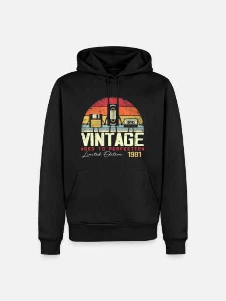 Cadeau Millésime 1981 - Sweat à capuche Premium bio Homme - noir