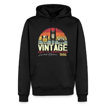 Cadeau Millésime 1996 - Sweat à capuche Premium bio Homme - noir - Devant - Nico (187cm)
