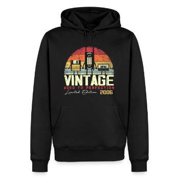 Cadeau Millésime 2006 - Sweat à capuche Premium bio Homme - noir - Devant - Nico (187cm)