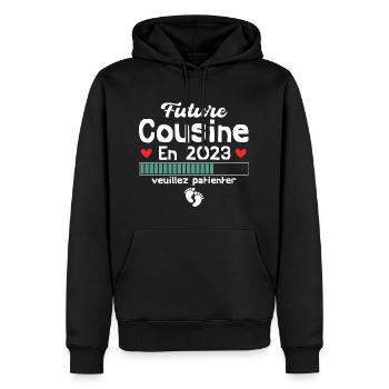 future cousine en 2023 - Sweat à capuche Premium bio Homme - noir - Devant - Nico (187cm)
