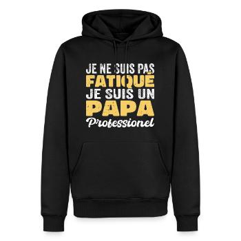 Je suis papa | humour papa drôle | fête des pères - Sweat à capuche Premium bio Homme - noir - Devant - Nico (187cm)