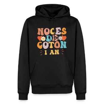 Noces de Coton - Sweat à capuche Premium bio Homme - noir - Devant - Nico (187cm)