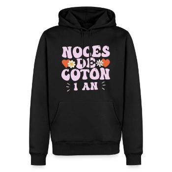 Noces de Coton - Sweat à capuche Premium bio Homme - noir - Devant - Nico (187cm)