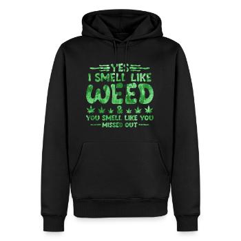 Weed Smell Zitat - Männer Premium Bio Hoodie - Schwarz - Vorne - Nico (187cm)