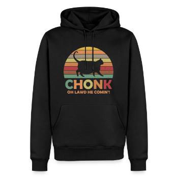 Graphique Cat Chonk Retro Vintage - Sweat à capuche Premium bio Homme - noir - Devant - Nico (187cm)