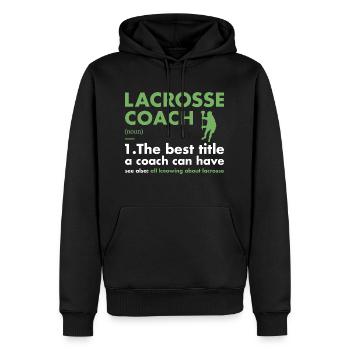 Définition de l’entraîneur sportif La crosse - Sweat à capuche Premium bio Homme - noir - Devant - Nico (187cm)