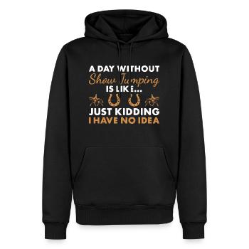 Jumper Une journée sans saut d’obstacles - Sweat à capuche Premium bio Homme - noir - Devant - Nico (187cm)