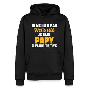 je ne suis pas retraité je suis papy à plein temps - Sweat à capuche Premium bio Homme - noir - Devant - Nico (187cm)