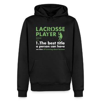 Sport Player Definition Lacrosse - Männer Premium Bio Hoodie - Schwarz - Vorne - Nico (187cm)