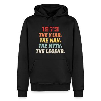 1973 Geburtstagsgeschenk, die Legenden geboren 1973 - Männer Premium Bio Hoodie - Schwarz - Vorne - Nico (187cm)