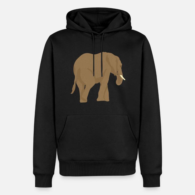 Éléphant brun, animaux africains - Sweat à capuche Premium bio Homme - noir