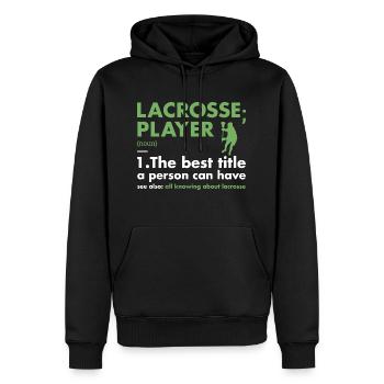 Sport Player Definition Lacrosse - Männer Premium Bio Hoodie - Schwarz - Vorne - Nico (187cm)