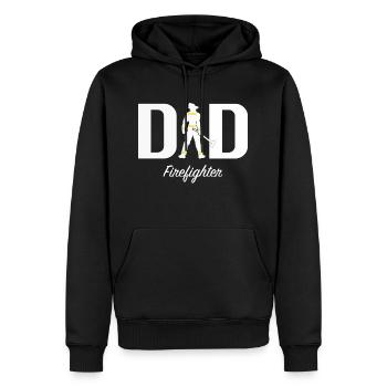 Papa pompier - Sweat à capuche Premium bio Homme - noir - Devant - Nico (187cm)