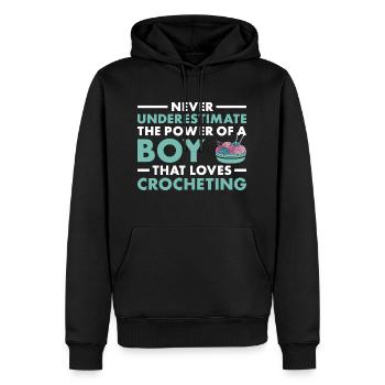 Le crocheteur ne sous-estime jamais le pouvoir d’un garçon - Sweat à capuche Premium bio Homme - noir - Devant - Nico (187cm)