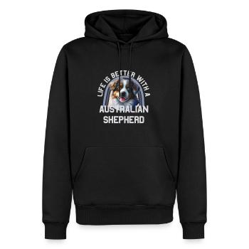 Australian Shepherd - Men’s Premium Organic Hoodie - black - Front - Nico (187cm)