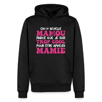 On m'appelle Mamou parce que je suis cool, Mamie - Sweat à capuche Premium bio Homme - noir - Devant - Nico (187cm)