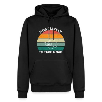 Most likely to take a nap - sleeping cat - Men’s Premium Organic Hoodie - black - Front - Nico (187cm)