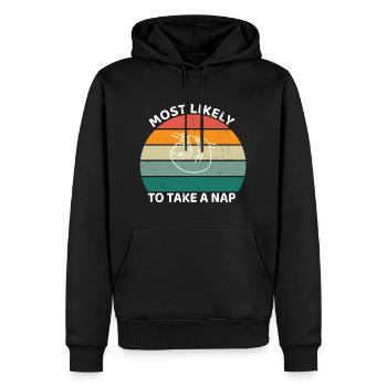 Most likely to take a nap - Faultier - Männer Premium Bio Hoodie - Schwarz - Vorne - Nico (187cm)