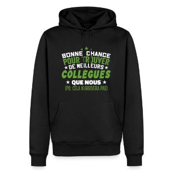 Humour Collègue Collègues Cadeau Départ Retraite - Sweat à capuche Premium bio Homme - noir - Devant - Nico (187cm)