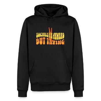 Retro Depression Funny Managing Social Anxiety - Men’s Premium Organic Hoodie - black - Front - Nico (187cm)