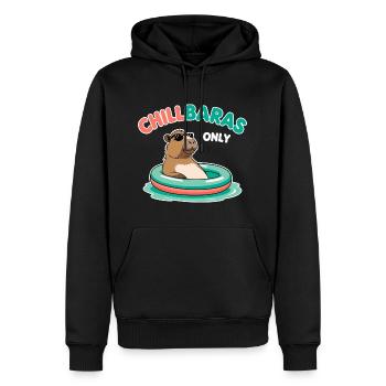 Chillbaras Only - Capybara cool dans la piscine - Sweat à capuche Premium bio Homme - noir - Devant - Nico (187cm)