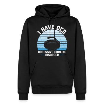 Curling - Sweat à capuche Premium bio Homme - noir - Devant - Nico (187cm)